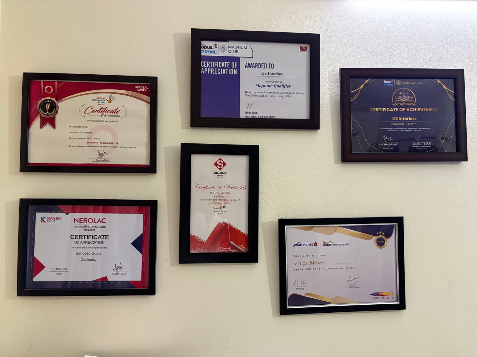 Certificates of Appreciation & Achievement